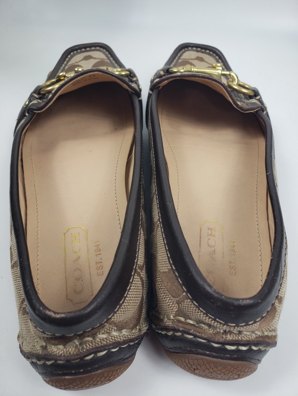COACH Signature Canvas w/ Horsebit Buckles - Driving Loafers Classic Iconic 8 - Picture 9 of 14